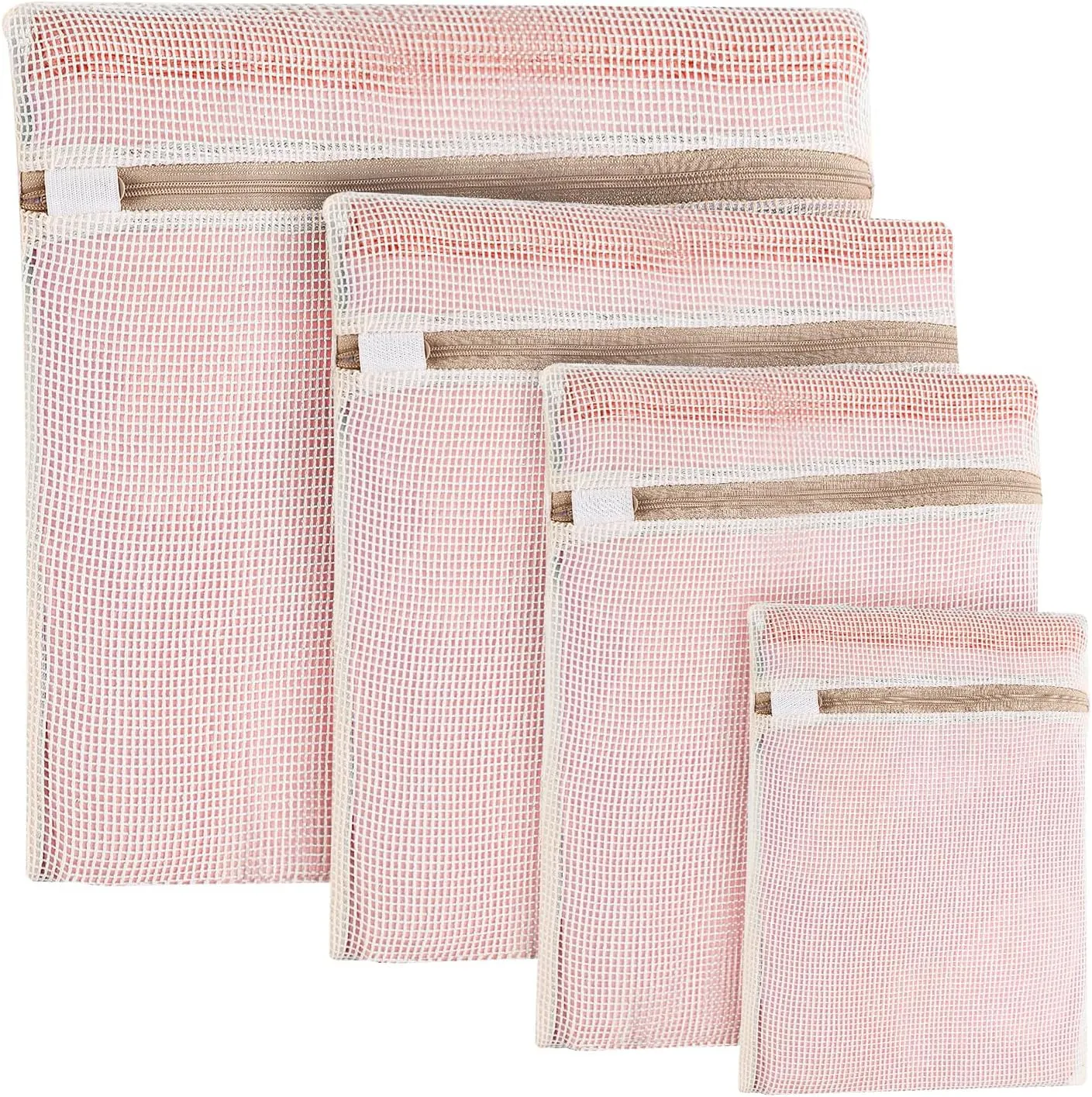 4-Piece Durable Organic Cotton Mesh Laundry Bags with Sturdy Zippers and Breathable Mesh are Delicate Laundry Bags for Underwear, Clothes, Pants and Socks