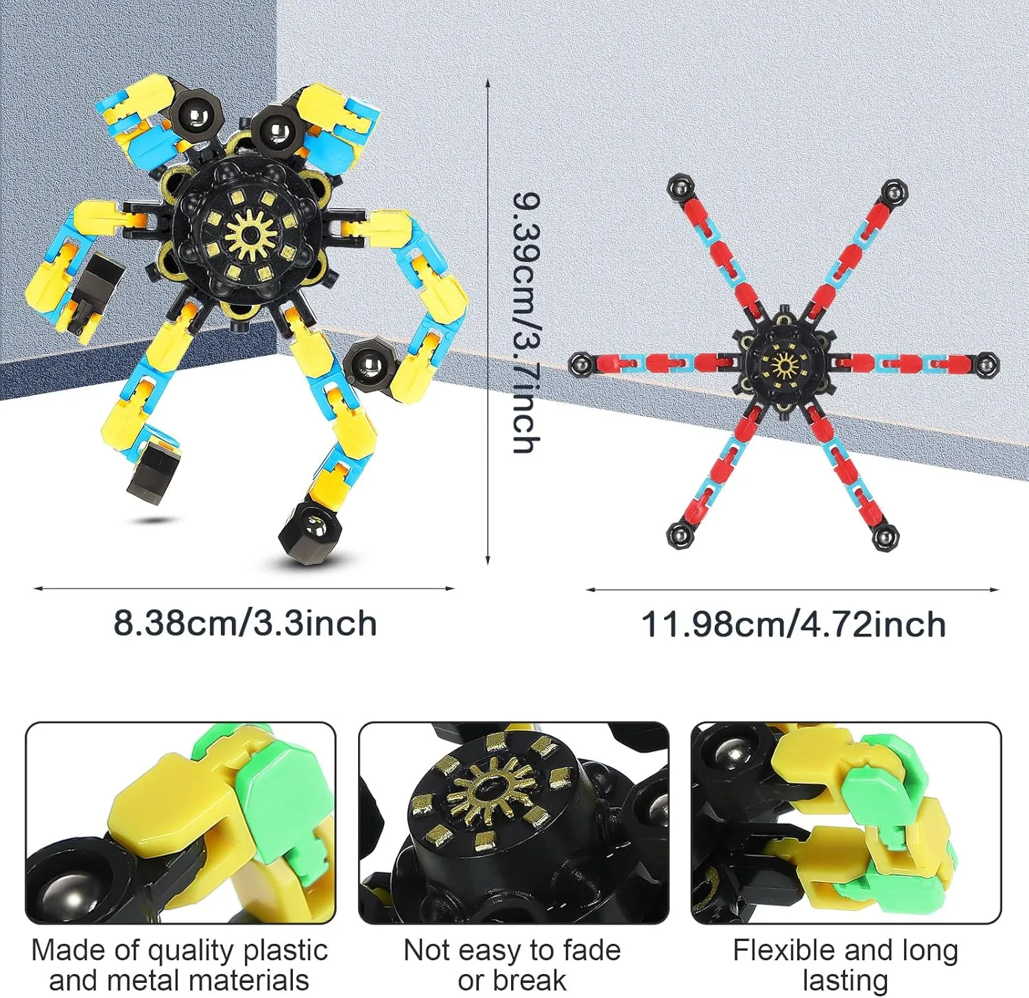 40 Pack Funny Sensory Fidget Toy Transformable Chain Robot Finger Toy DIY Deformation Robot Mechanical Spinners Stress Relief Autistic Gifts for Adult Teen Prize Stuffer Party Favor (Luminous)