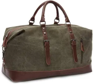 40L Canvas Weekender Travel Duffle Cabin Bag with Detachable Shoulder Strap Multicolor (Military Green)