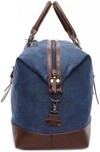 40L Canvas Weekender Travel Duffle Cabin Bag with Detachable Shoulder Strap Multicolor (Navy)