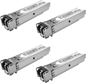4Pack 1.25G SFP Module 1000Base-SX Multimode LC Transceiver, 850nm MMF, 550m Range - Compatible with Cisco SFP-GE-S, Meraki MA-SFP-1GB-SX, Ubiquiti UF-MM-1G, Mikrotik, TP-Link, Netgear, Aruba and more