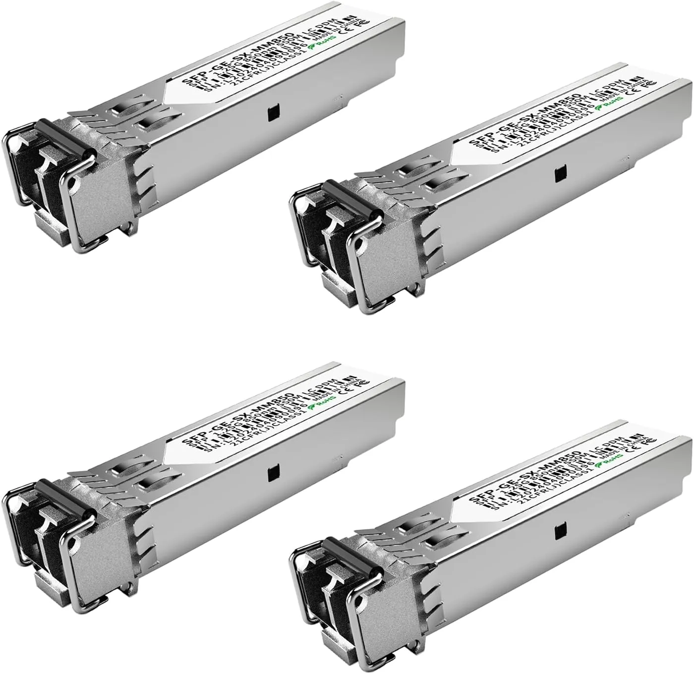 4Pack 1.25G SFP Module 1000Base-SX Multimode LC Transceiver, 850nm MMF, 550m Range - Compatible with Cisco SFP-GE-S, Meraki MA-SFP-1GB-SX, Ubiquiti UF-MM-1G, Mikrotik, TP-Link, Netgear, Aruba and more
