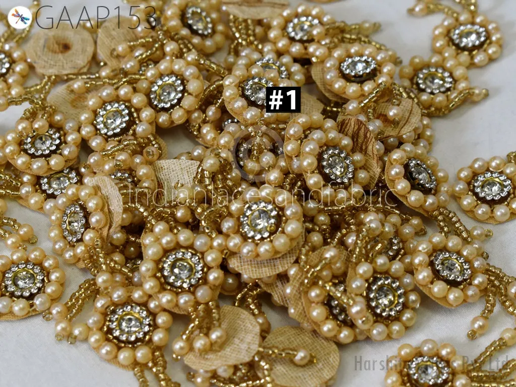 50 Appliques Patches Rhinestone Handmade Embroidered Indian Sewing Thread Dresses Handcrafted Beaded Patches Appliques Crafting Supply