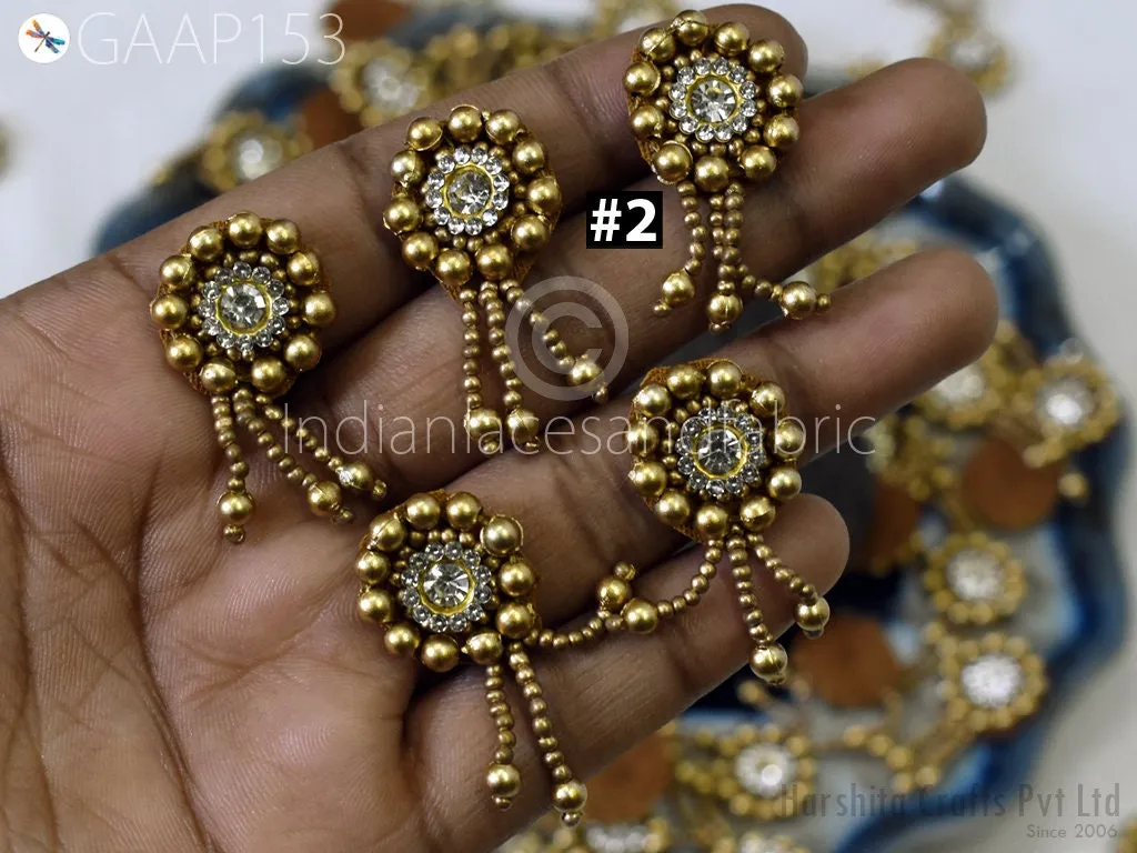 50 Appliques Patches Rhinestone Handmade Embroidered Indian Sewing Thread Dresses Handcrafted Beaded Patches Appliques Crafting Supply