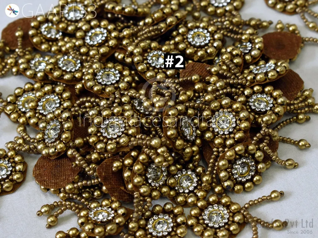 50 Appliques Patches Rhinestone Handmade Embroidered Indian Sewing Thread Dresses Handcrafted Beaded Patches Appliques Crafting Supply