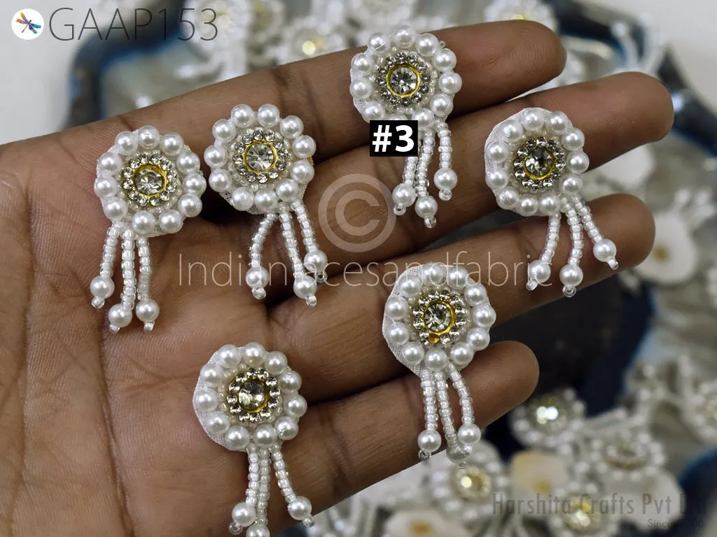 50 Appliques Patches Rhinestone Handmade Embroidered Indian Sewing Thread Dresses Handcrafted Beaded Patches Appliques Crafting Supply