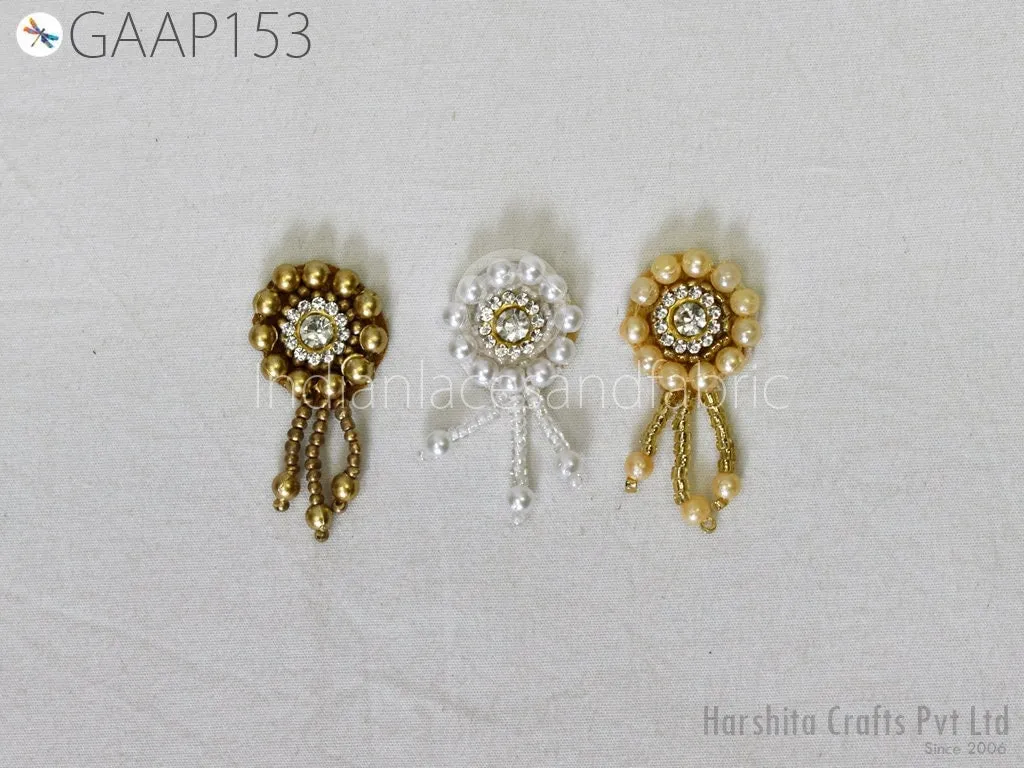 50 Appliques Patches Rhinestone Handmade Embroidered Indian Sewing Thread Dresses Handcrafted Beaded Patches Appliques Crafting Supply