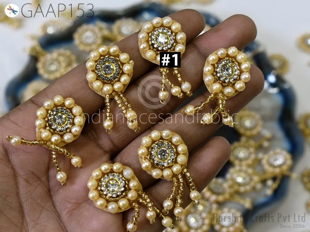 50 Appliques Patches Rhinestone Handmade Embroidered Indian Sewing Thread Dresses Handcrafted Beaded Patches Appliques Crafting Supply