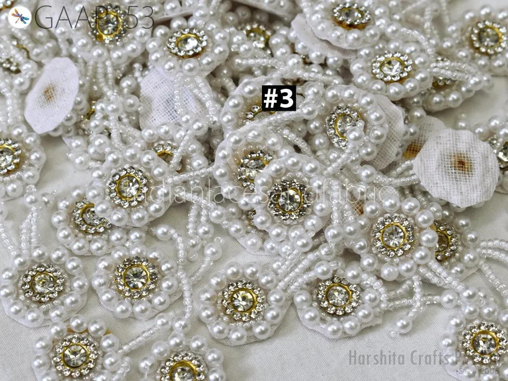50 Appliques Patches Rhinestone Handmade Embroidered Indian Sewing Thread Dresses Handcrafted Beaded Patches Appliques Crafting Supply