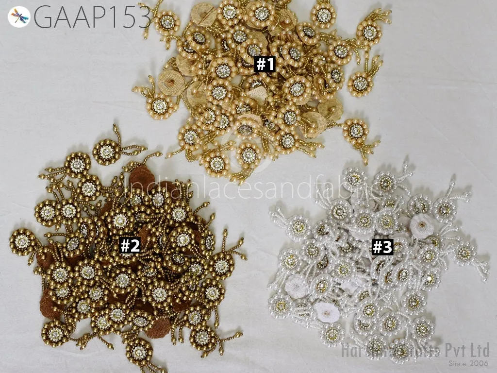 50 Appliques Patches Rhinestone Handmade Embroidered Indian Sewing Thread Dresses Handcrafted Beaded Patches Appliques Crafting Supply