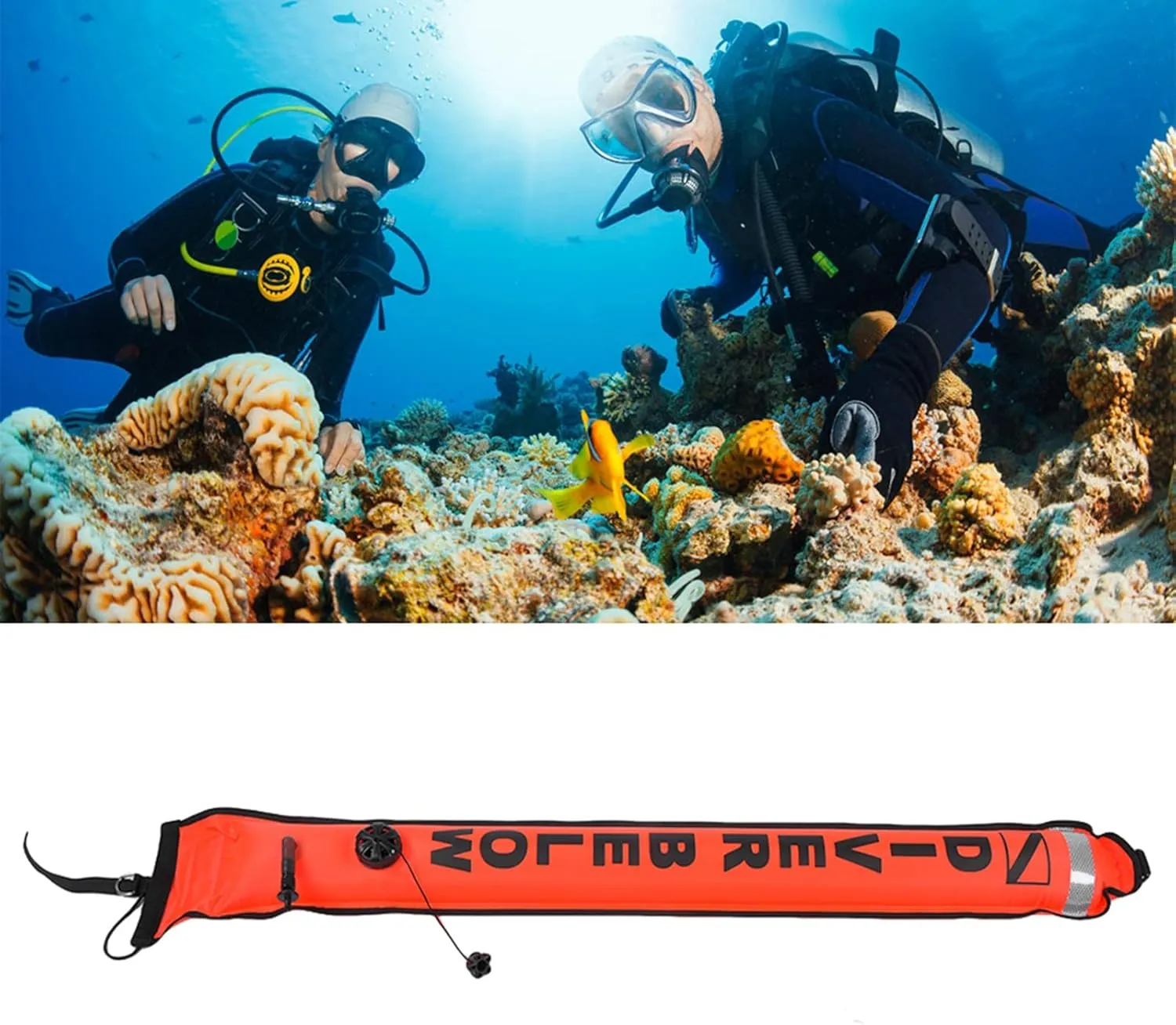 5FT/1.5M High Visibility Scuba Diving SMB, Professional Inflatable SURFACESs Marker Buoy with Reflective Strips Stainless D Rings Emergency Safety Signal Tube for Divers