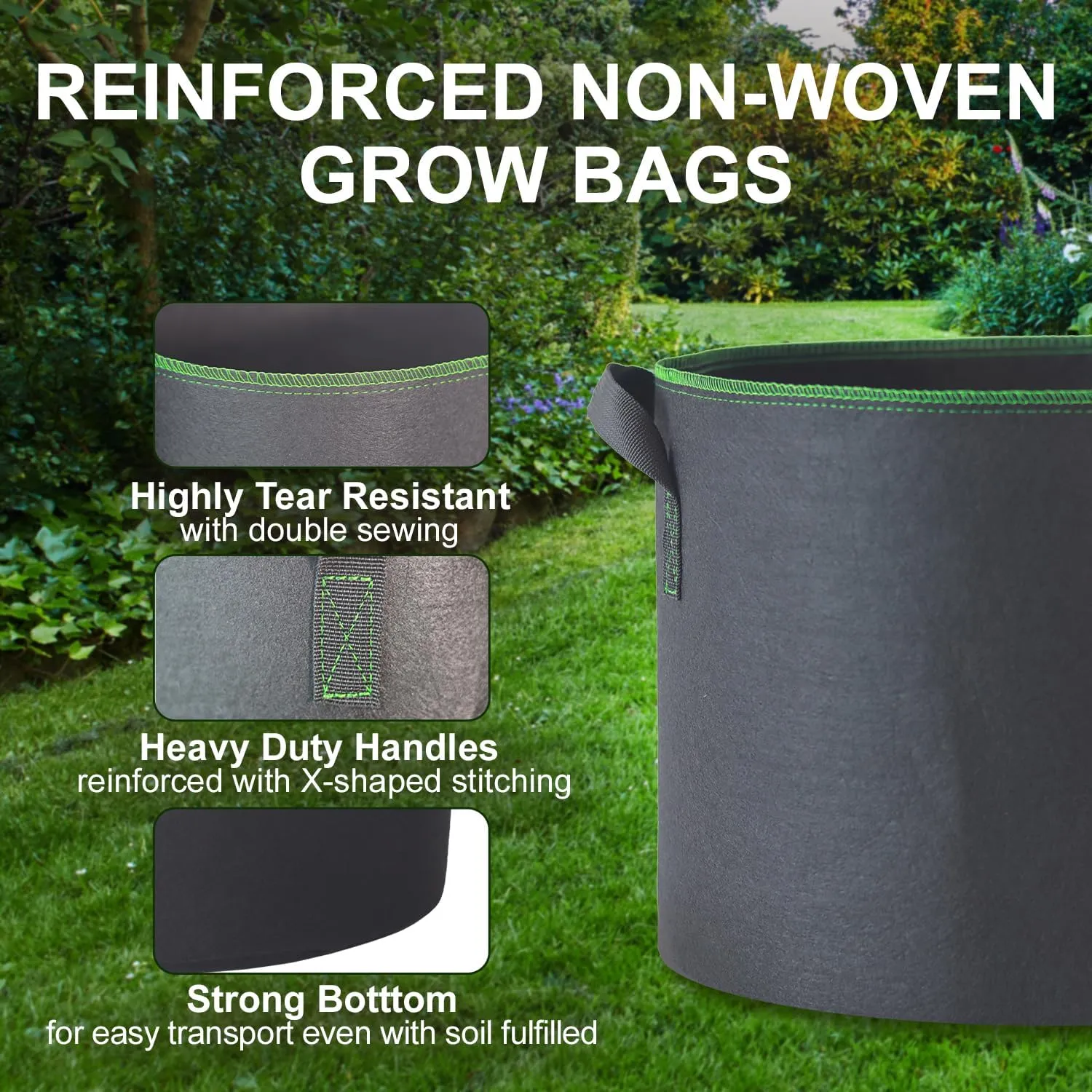 6-Pack 10 Gallon Grow Bags Heavy Duty Thickened Plant Pot with Handles Recycled Nonwoven Fabrics Grow Bag Fabric Pots for Gardening, Suitable for Vegetables, Flower, Fruit