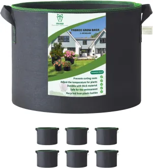6-Pack 10 Gallon Grow Bags Heavy Duty Thickened Plant Pot with Handles Recycled Nonwoven Fabrics Grow Bag Fabric Pots for Gardening, Suitable for Vegetables, Flower, Fruit