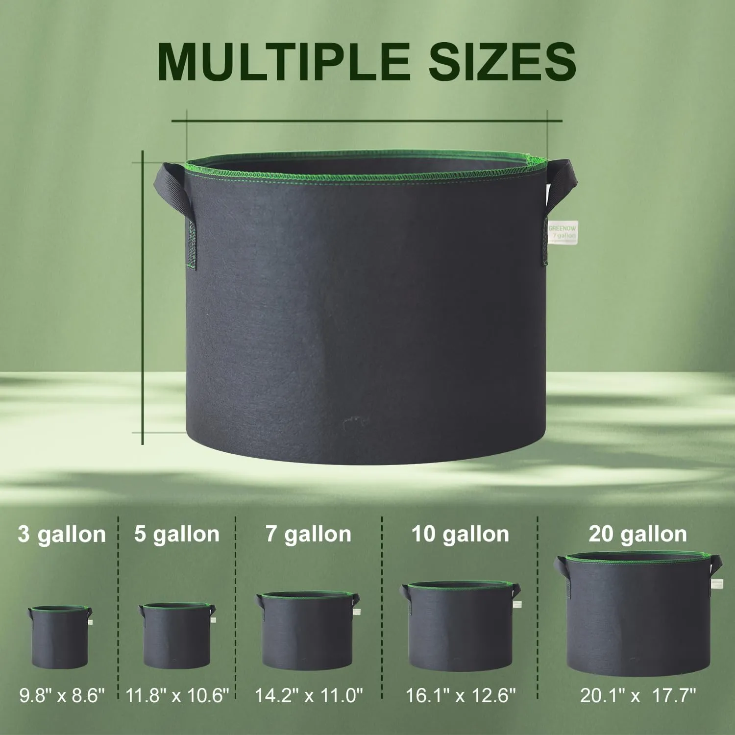 6-Pack 10 Gallon Grow Bags Heavy Duty Thickened Plant Pot with Handles Recycled Nonwoven Fabrics Grow Bag Fabric Pots for Gardening, Suitable for Vegetables, Flower, Fruit