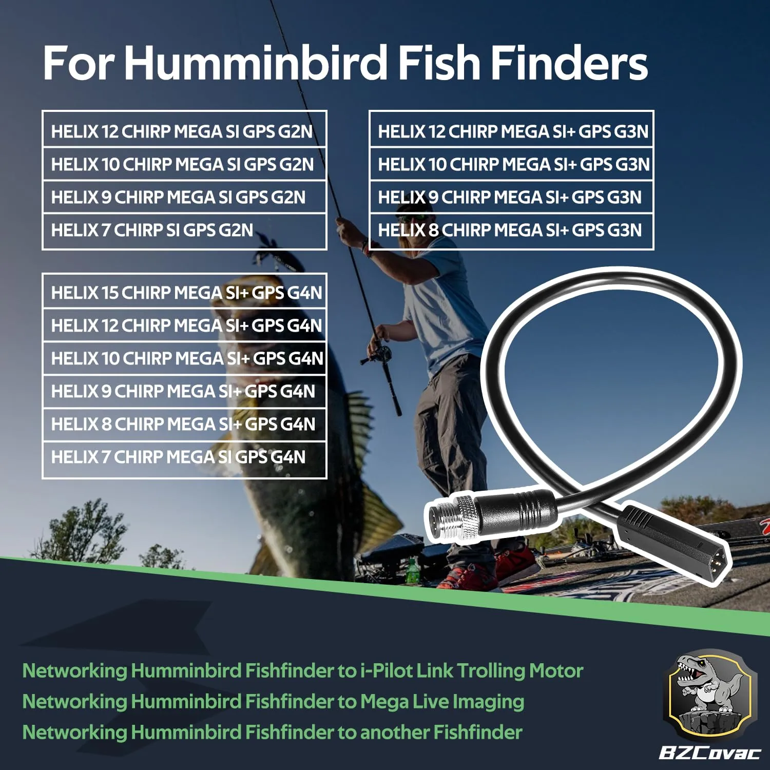 720074-12 AS EC QDE Ethernet Dongle Adapter Cable for Humminbird Helix Fish Finders, 2 pcs