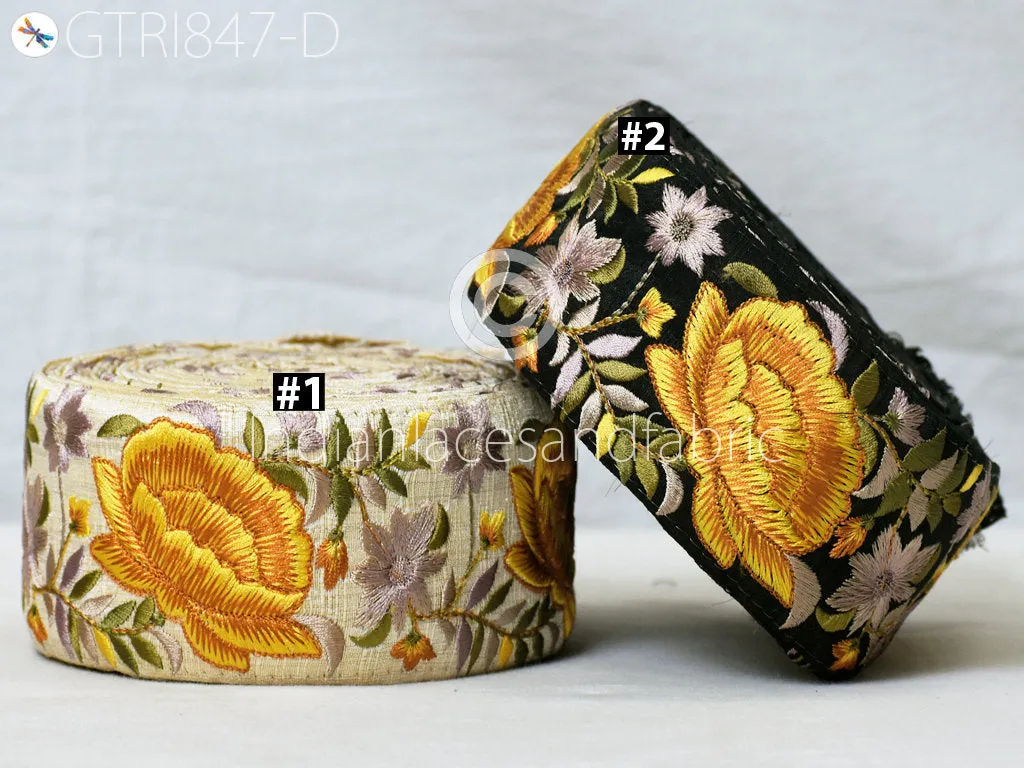 9 Yard Saree Border 6CM DIY Crafting Sewing Bridal Sari Ribbon Floral Embroidered Fabric Trim Beach Bags Home Decor Embellish Tapes Drapery
