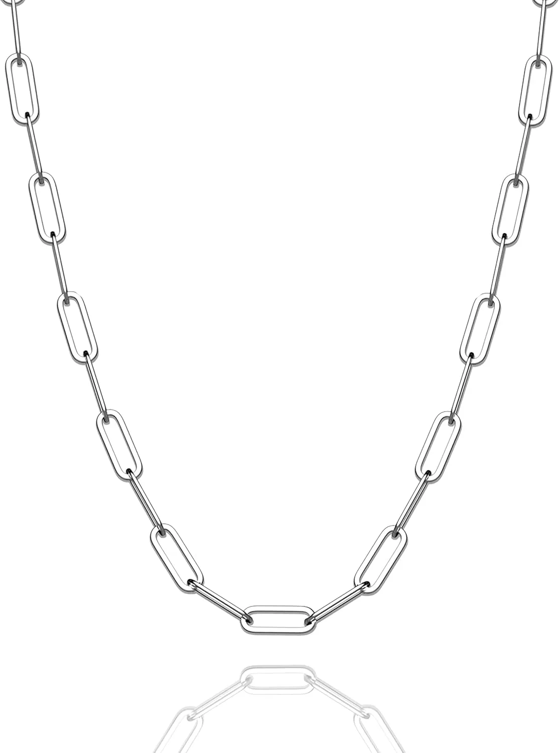 925 Sterling Silver Paperclip Lobster Clasp Chain 3mm 4mm 5mm 6mm 7mm Necklace for Women Men Diamond Cut Silver Necklace Chain 16-30 Inches