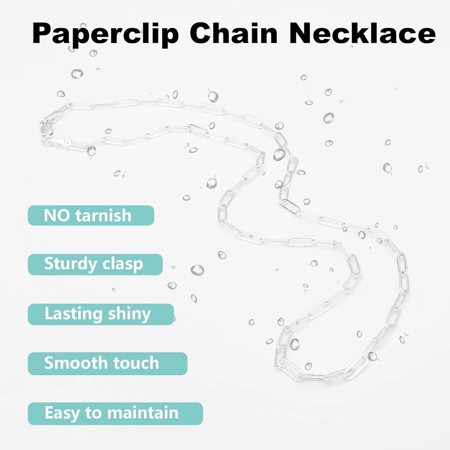 925 Sterling Silver Paperclip Lobster Clasp Chain 3mm 4mm 5mm 6mm 7mm Necklace for Women Men Diamond Cut Silver Necklace Chain 16-30 Inches