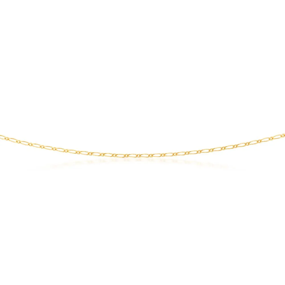 9ct Yellow Gold 40 Gauge 1:1 Figaro 51cm Chain