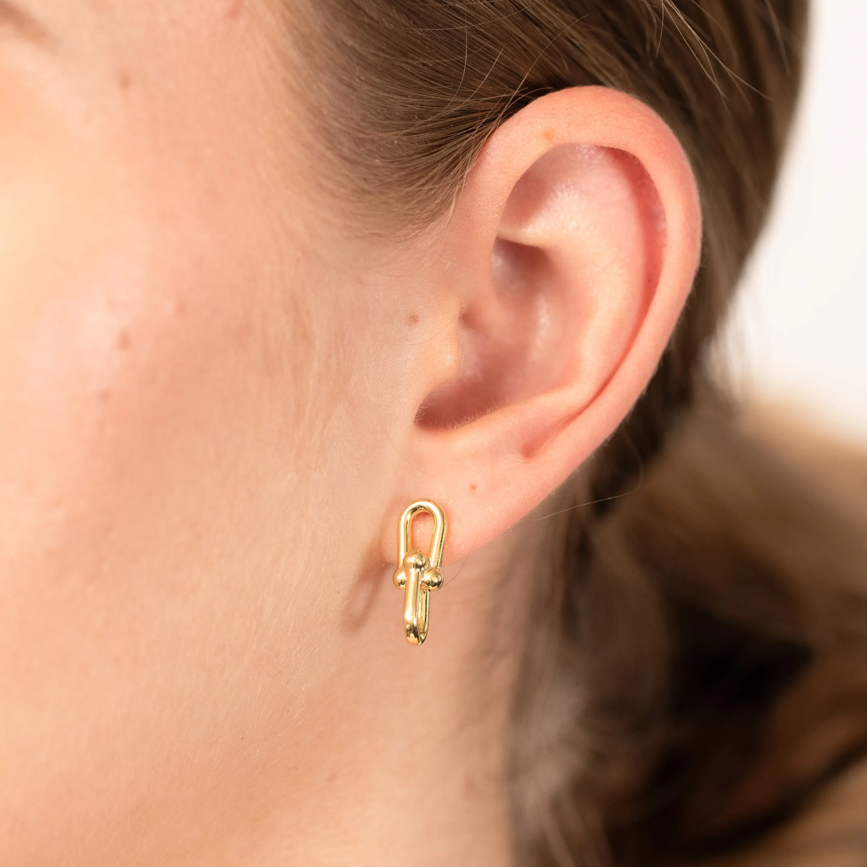 9ct Yellow Gold Silverfilled Link Drop Stud Earring