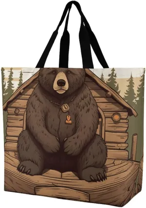 A Gym Artifact, The Canvas Rustic Lodge Bear Printed Yoga Storage Bag Is Durable, Wear-resistant And Does Not Strangle Shoulders. It Is Suitable for Both Men And Women