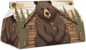 A Gym Artifact, The Canvas Rustic Lodge Bear Printed Yoga Storage Bag Is Durable, Wear-resistant And Does Not Strangle Shoulders. It Is Suitable for Both Men And Women