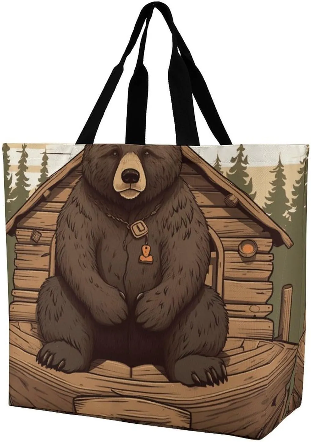 A Gym Artifact, The Canvas Rustic Lodge Bear Printed Yoga Storage Bag Is Durable, Wear-resistant And Does Not Strangle Shoulders. It Is Suitable for Both Men And Women