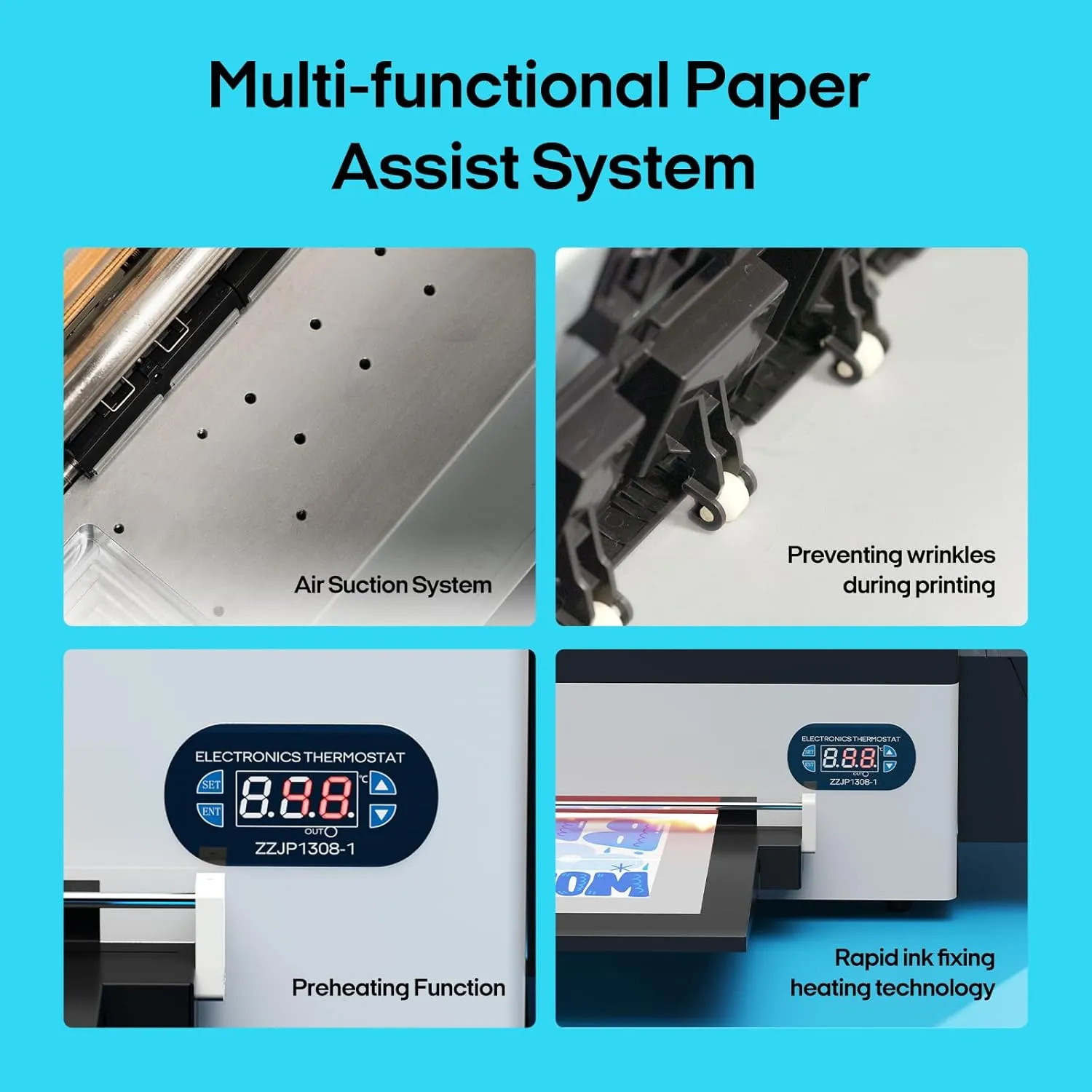 A3 DTF Printer Bundle Set L1800 Direct to Film Transfer Machine Advanced White Ink Circulation System for DIY Print T-Shirts Maker Business, Dark and Light Fabric Printing