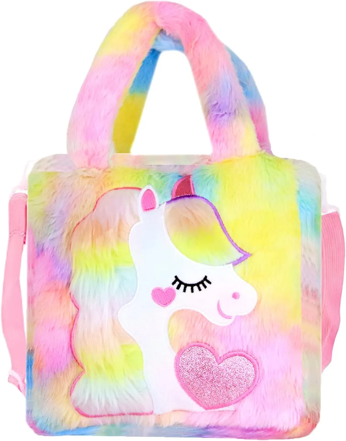 Abhay Plush Unicorn Tote Bag Backpack - School Girls Handbag for Travel and Cute Bookbag for Unicorn Party Supplies