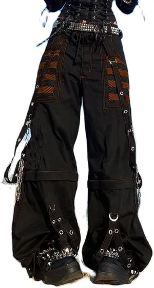 Adoeren Women Y2k Gothic Punk Pants Wide Leg Denim Jean Cargo Pants Harajuku Grunge Tripp Pants Retro Streetwear Trousers