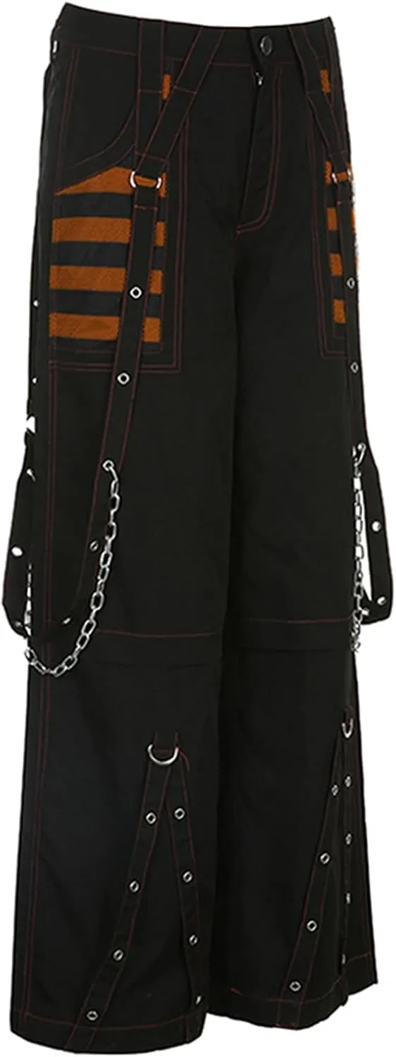 Adoeren Women Y2k Gothic Punk Pants Wide Leg Denim Jean Cargo Pants Harajuku Grunge Tripp Pants Retro Streetwear Trousers