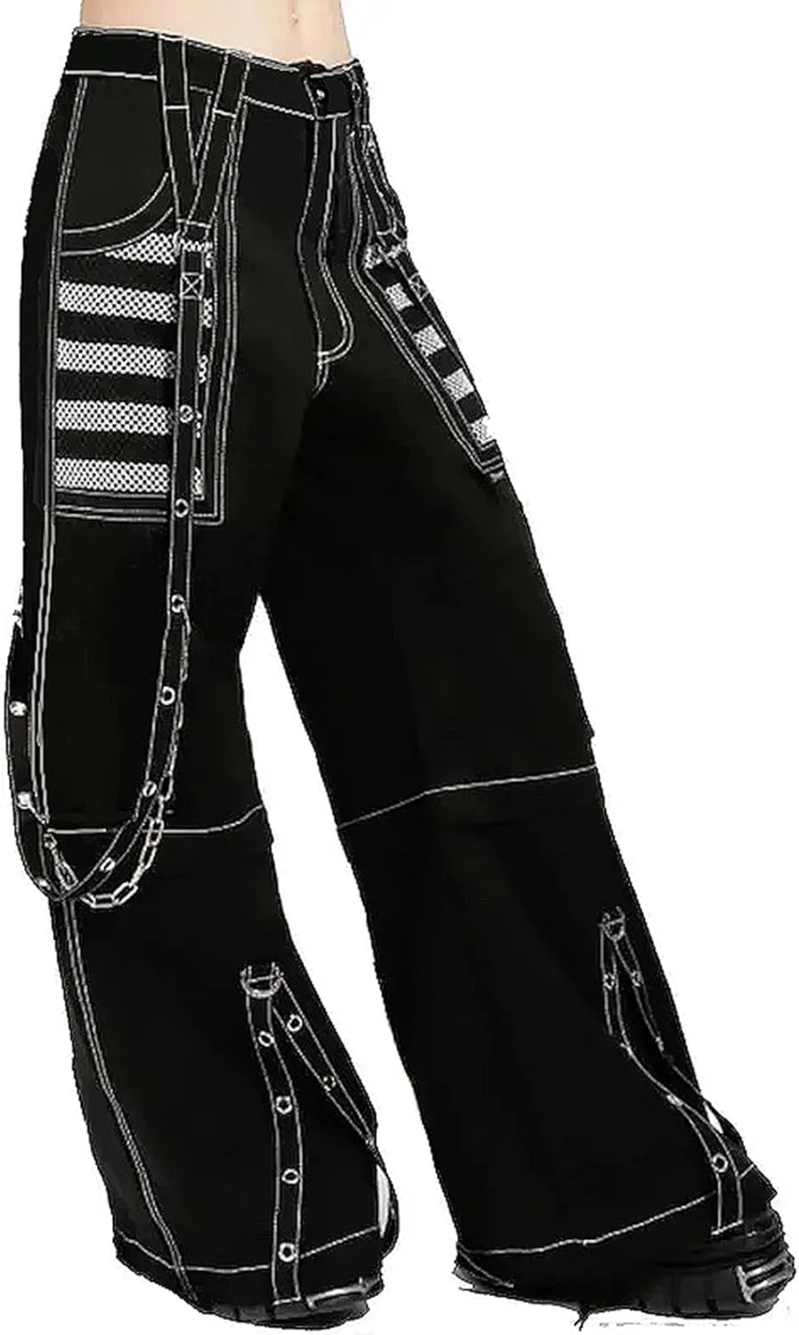 Adoeren Women Y2k Gothic Punk Pants Wide Leg Denim Jean Cargo Pants Harajuku Grunge Tripp Pants Retro Streetwear Trousers