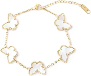 AIMADE Lucky Butterfly Bracelet for Women 18K Gold Plated Simple Fashion Bracelet Link Jewelry Gifts for Women