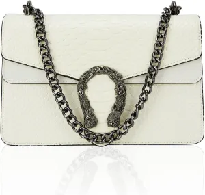 Aiqudou Crossbody Bag and Satchel Purse for Women - Fashion Snake Print Chain Purse Luxury PU Leather HandBag