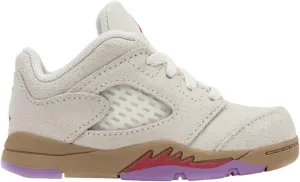 Air Jordan 5 Retro Low Infant Toddler Lifestyle Shoes (Pale Ivory/Fusion Red/Desert)