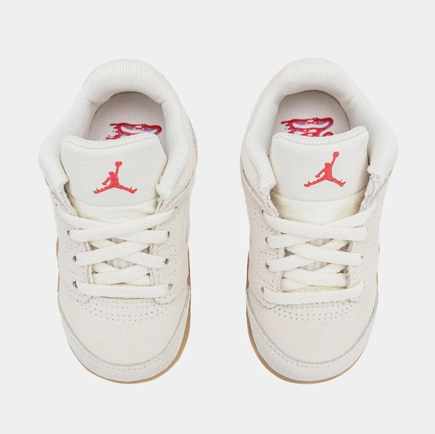 Air Jordan 5 Retro Low Infant Toddler Lifestyle Shoes (Pale Ivory/Fusion Red/Desert)