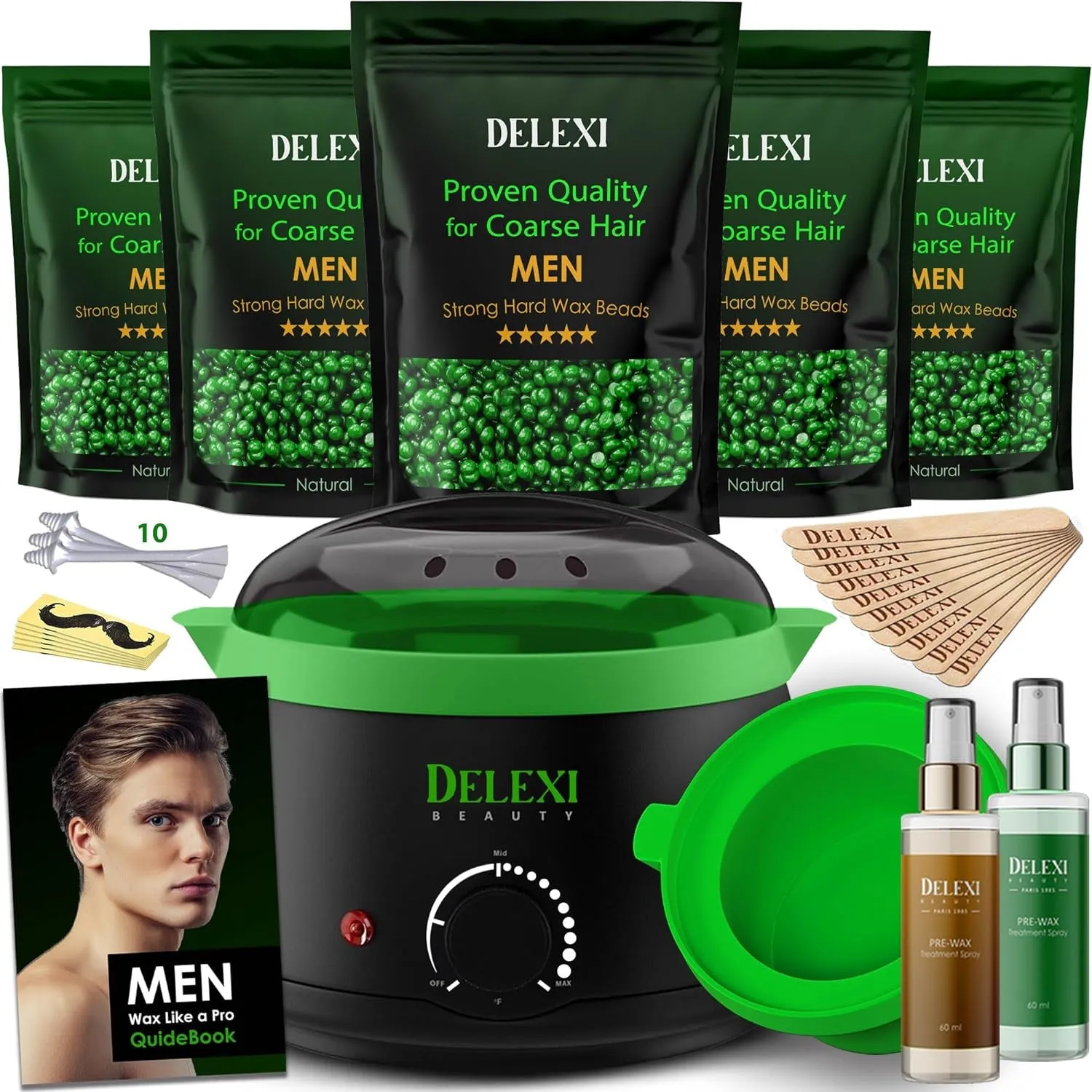All-In-One Waxing Kit for Women  5 Pack Salon Quality Wax for Full Body Hair Removal - Ideal for Bikini, Brazilian, Underarms, Legs, Eyebrows, Chest, Back, and Mustache | for Sensitive Skin