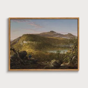 AllBlue Framed Canvas Large Vintage Wall Art, Lakes and Mountain Retro Landscape Wall Art for Living Room, Farmhouse Bedroom Wall Pictures, Nature Paintings Wall Decor, 12"x16"