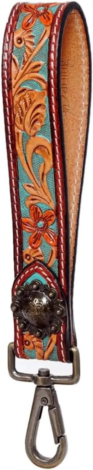 American Darling ADWSF119 Hand Tooled Genuine Leather Handle Strap For Wristlet Bags