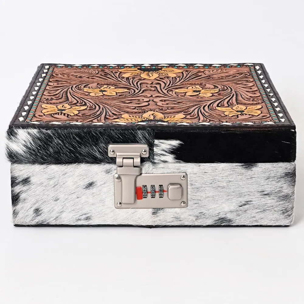 American Darling Jewelry Case Hand Tooled Hair-On Genuine Leather Women Bag Western Handbag Purse