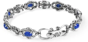 American West Jewelry Sterling Silver Choice of Gemstone Concha Link Bracelet, Sizes Small to Large