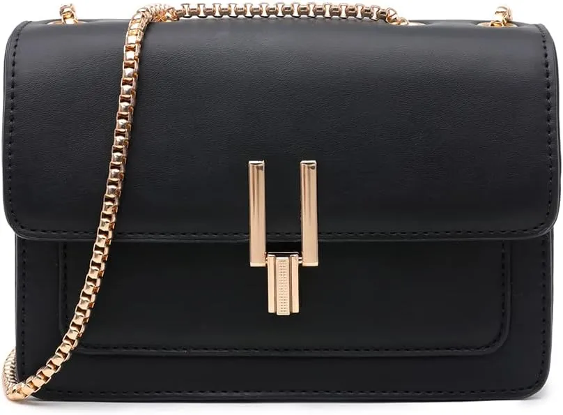 AMHDV Small Shoulder Chain Bag Color Block Crossbody Purse Square Flap Leather Handbag for Women
