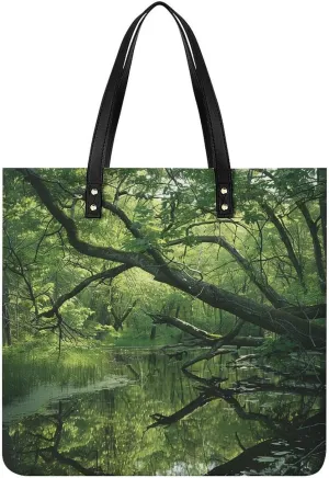 An Ancient Swamp Leather Handbags Crossbody Bags for Women Trendy Vegan Purses Shoulder Handbags with Wide Shoulder Strap And Zipper