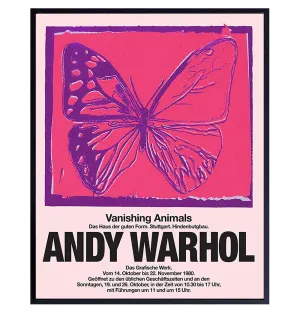 Andy Warhol Wall Art & Decor - Gallery Wall Art - Pop Artwork - Modern Print - Contemporary Picture - Museum Poster - Pink Butterfly Picture Print - Living Room, Bedroom - Women, Housewarming Gift