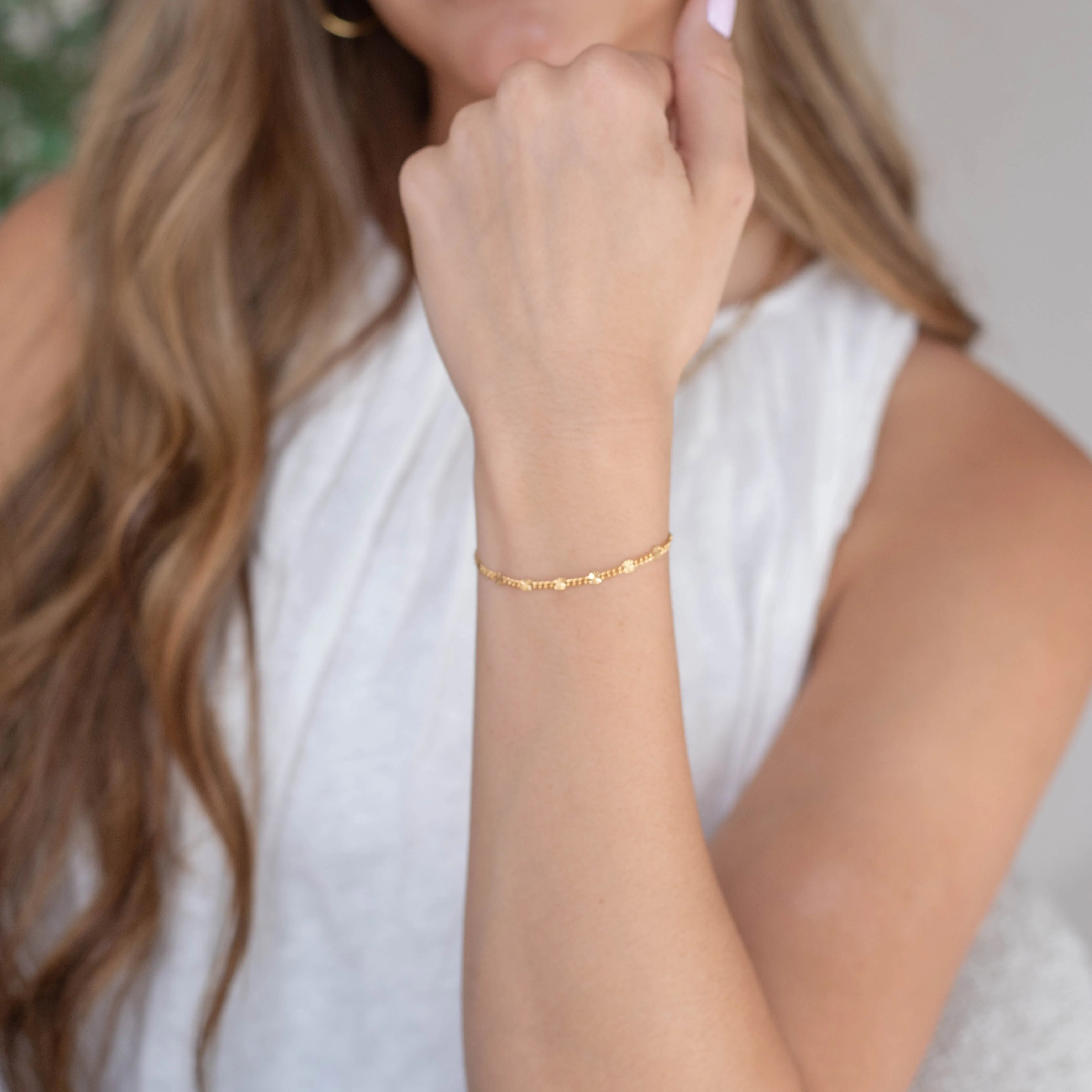 Angelica Permanent Jewelry Chain, Figaro Design, Starburst Links, Available in Gold Filled and Silver