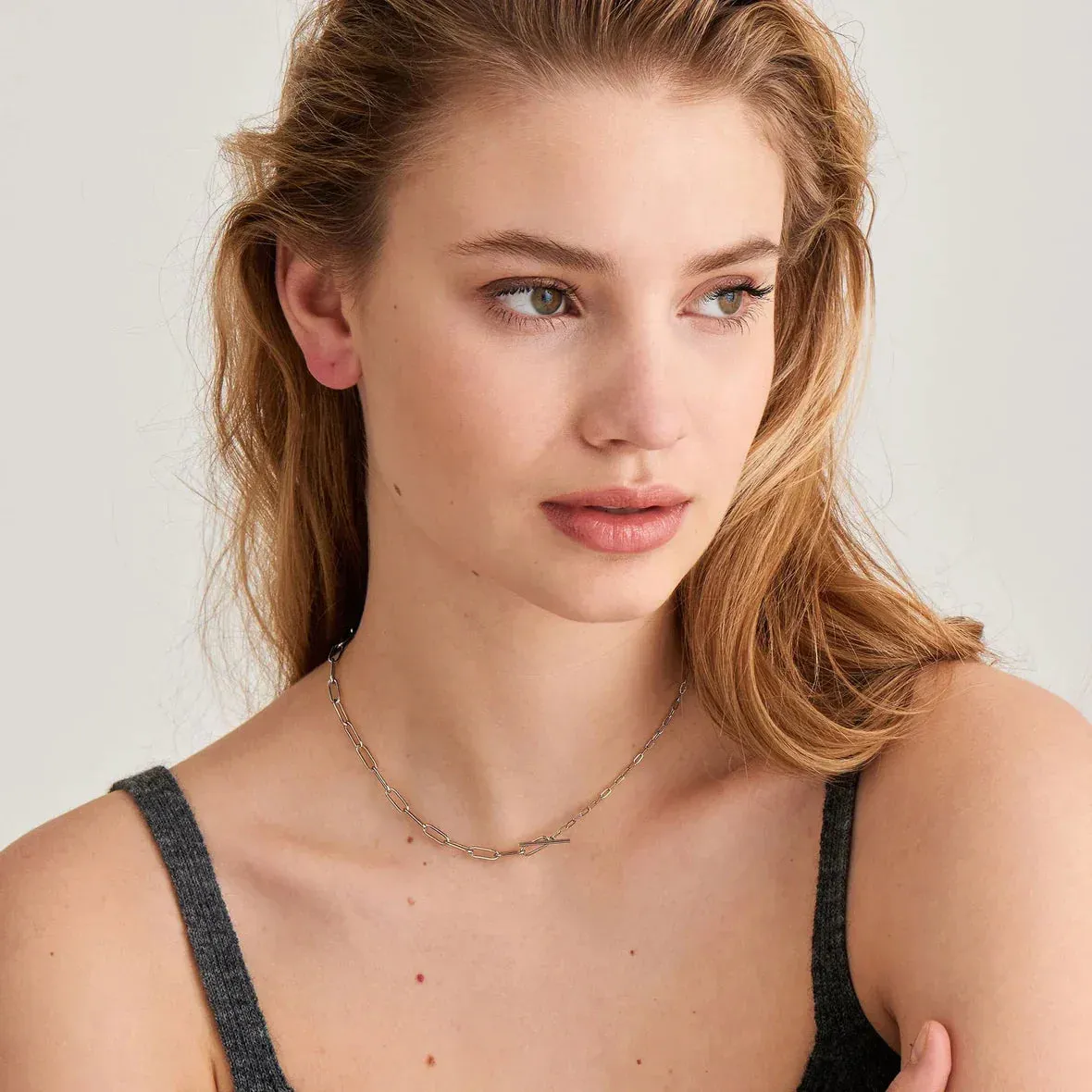 Ania Haie T-Bar Paperclip Link Necklace in Sterling Silver