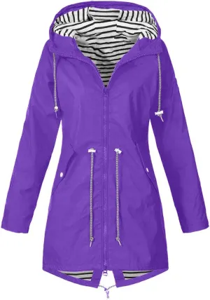 Aniywn Raincoat Women Waterproof Long Hooded Trench Coats Windbreaker Travel Jacket Lightweight Fall Outwear Tops Jacket