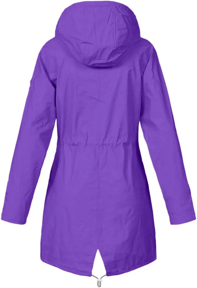 Aniywn Raincoat Women Waterproof Long Hooded Trench Coats Windbreaker Travel Jacket Lightweight Fall Outwear Tops Jacket