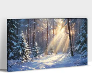 ANRUOXI Winter Landscape Canvas Wall Art for Living Room & Bathroom, Vintage Art Canvas Prints, Mountain Pictures Wall Decor, Wrapped Framed Painting Prints 12x18 Inch