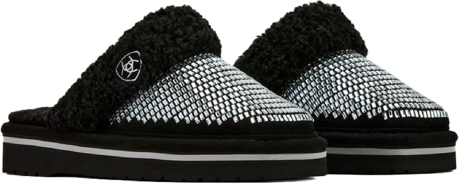 ARIAT Women's Indoor/Outdoor Warm Comfortable Jackie Square Toe Exotic Platform Stack Slippers with Suede Leather Uppers